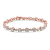 10k Rose Gold Plated .925 Sterling Silver 1 1/3 cttw Miracle Plate Set Diamond Alternating Link Bracelet (I-J Color, I3 Clarity) -7"