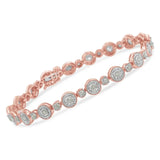 10k Rose Gold Plated .925 Sterling Silver 1 1/3 cttw Miracle Plate Set Diamond Alternating Link Bracelet (I-J Color, I3 Clarity) -7"