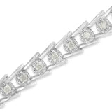 Sterling Silver Rose-cut Diamond Wave link Bracelet (1 cttw, I-J Color, I3 Clarity)