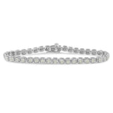 .925 Sterling Silver 1.0 Cttw Diamond Miracle-Set Square Milgrain 7" Link Tennis Bracelet (I-J Color, I3 Clarity)