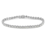 .925 Sterling Silver 1.0 Cttw Diamond Miracle-Set Square Milgrain 7" Link Tennis Bracelet (I-J Color, I3 Clarity)