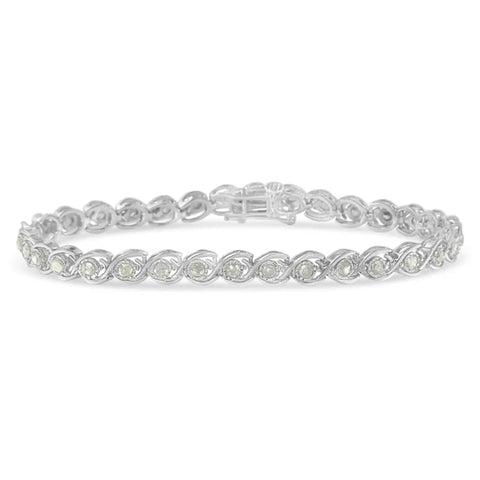 .925 Sterling Silver 2 cttw Miracle Plate Set Diamond Spiral Link Bracelet (I-J Color, I3 Clarity) -7