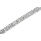 .925 Sterling Silver 1.0 cttw Miracle Set Diamond Box Link Art Deco Style Tennis Bracelet (I-J Color, I3 Clarity) -7"