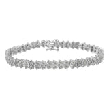 .925 Sterling Silver 1.0 cttw Diamond "Arrow" Shape Tennis Link Bracelet (I-J Color, I3 Clarity) -7.25"