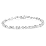 .925 Sterling Silver 1/10 Cttw Round Diamond "S" Link Miracle Plate Tennis Bracelet (I-J Color, I3 Clarity) - 7-1/4"