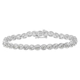 .925 Sterling Silver 1/2 Cttw Diamond Criss-Cross Miracle-Set 7" Link Bracelet (I-J Color, I2-I3 Clarity)