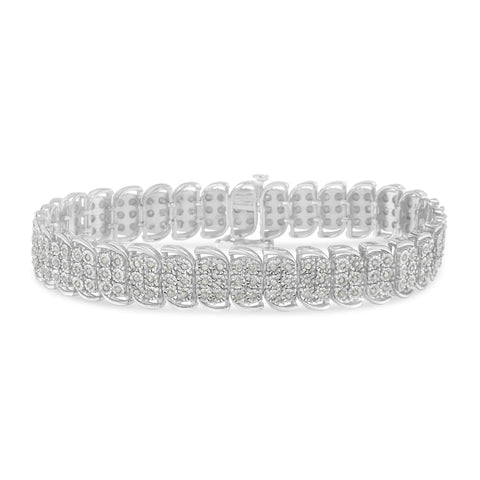 .925 Sterling-Silver 2.0 Cttw Miracle Set Diamond 3 Row S Curve Line Tennis Bracelet (I-J Color, I3 Clarity) -7.25