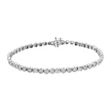 .925 Sterling Silver 1.0 Cttw Alternating Channel Set Baguette and Miracle Set Round Diamond Link Bracelet (I-J Color, I3 Clarity) - 7.25"