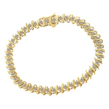 2 Micron 10KT Yellow Gold Plated Sterling Silver Diamond S-Link Bracelet (3 cttw, J-K Color, I2-I3 Clarity)