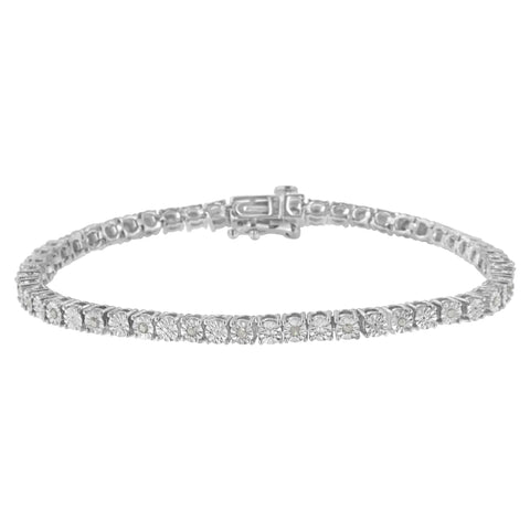 .925 Sterling Silver 1/4 Cttw Diamond Illusion-Set Miracle Plate Tennis Bracelet (I-J Color, I3 Clarity) - 7