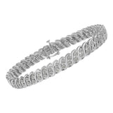 .925 Sterling Silver 1.0 cttw Miracle Set Diamond Two Row S Link Bracelet(I-J Color, I3 Clarity) -7.75"