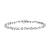 .925 Sterling Silver 1/3 Cttw Miracle-Set Diamond Heart Link Bracelet (I-J Color, I2-I3 Clarity) - 7.25"