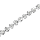 .925 Sterling Silver 1/3 Cttw Miracle-Set Diamond Heart Link Bracelet (I-J Color, I2-I3 Clarity) - 7.25"