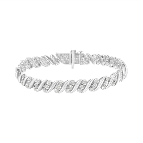 .925 Sterling Silver 3-Stone Row Diamond 