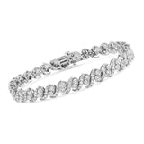 .925 Sterling Silver 2.0 Cttw Round-Cut Diamond "S" Link Bracelet (I-J Color, I3 Clarity) - 7.25"