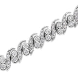 .925 Sterling Silver 2.0 Cttw Round-Cut Diamond "S" Link Bracelet (I-J Color, I3 Clarity) - 7.25"