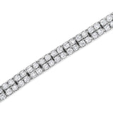 .925 Sterling Silver 3.0 Cttw Prong-Set Round Diamond 2 Row Link Tennis Bracelet (I-J Color, I3 Clarity) - 7.25"