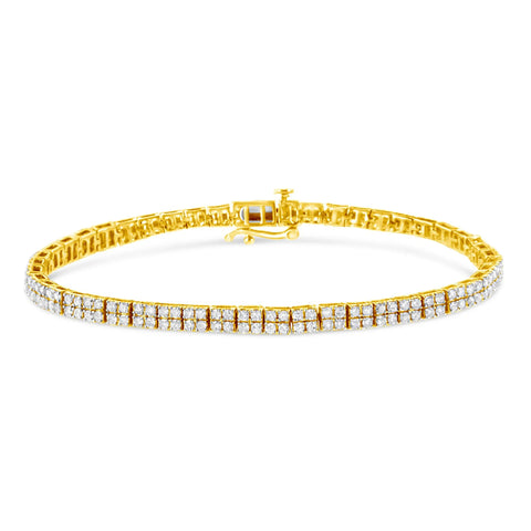 14K Yellow Gold Plated .925 Sterling Silver 3.0 Cttw Diamond Link Bracelet (K-L Color, I2-I3 Clarity) - 7.25