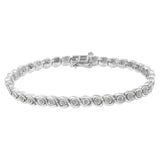 .925 Sterling Silver 1.0 cttw Miracle Set Diamond Spiraling Bezel Link Bracelet(I-J Color, I3 Clarity) -7.25"