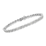 .925 Sterling Silver 1.0 cttw Miracle Set Diamond Spiraling Bezel Link Bracelet(I-J Color, I3 Clarity) -7.25"