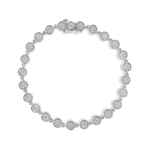 .925 Sterling Silver 2.0 Cttw Round Diamond Link Bracelet (G-H Color, I1-I2 Clarity) - 7.25