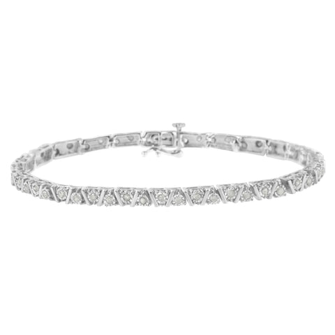 .925 Sterling Silver 1.0 cttw Miracle-Set Diamond Tennis Bracelet (I-J Color, I3 Clarity) - 7.25