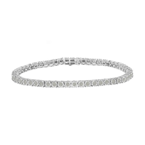 .925 Sterling Silver 2.0 Cttw Diamond Illusion-Set Miracle Plate Tennis Bracelet (I-J Color, I3 Clarity) - 7