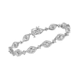 .925 Sterling Silver 2 1/2 Cttw Diamond Pear Shaped and Bezel Link Bracelet (I-J Color, I2-I3 Clarity) - 7.5 "