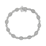 .925 Sterling Silver 1.0 cttw Miracle-set Round-Cut Diamond Pear and Bezel Link Bracelet (I-J, I3) - Size 7.5"