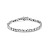 .925 Sterling Silver 3.0 Cttw Diamond Illusion-Set Miracle Plate Tennis Bracelet (I-J Color, I3 Clarity) - 7"