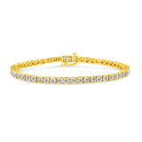 14K Yellow Gold Plated .925 Sterling Silver 3.0 Cttw Miracle-Set Diamond Tennis Bracelet (L-M Color, I2-I3 Clarity) - 7.25"