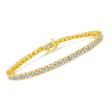 14K Yellow Gold Plated .925 Sterling Silver 3.0 Cttw Miracle-Set Diamond Tennis Bracelet (L-M Color, I2-I3 Clarity) - 7.25"