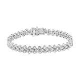 .925 Sterling Silver 3.0 Cttw Diamond Pave-Set Marquise Shaped Banded Link Bracelet (I-J Color, I2-I3 Clarity) - 7-1/4"