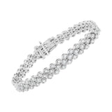 .925 Sterling Silver 3.0 Cttw Diamond Pave-Set Marquise Shaped Banded Link Bracelet (I-J Color, I2-I3 Clarity) - 7-1/4"