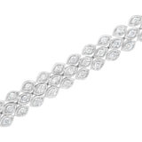 .925 Sterling Silver 3.0 Cttw Diamond Pave-Set Marquise Shaped Banded Link Bracelet (I-J Color, I2-I3 Clarity) - 7-1/4"