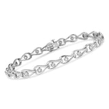 .925 Sterling Silver 1/10 Cttw Miracle-Set Diamond Pear Shape and Bezel Link Bracelet (I-J Color, I3 Clarity) - 7.25"