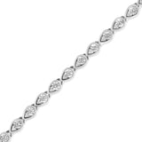 .925 Sterling Silver 1/10 Cttw Round-Cut Diamond Pear Link 7.25" Bracelet (I-J Color, I2-I3 Clarity)