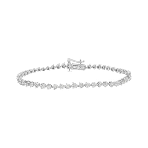 .925 Sterling Silver 1/2 cttw 3 Prong Set Diamond Martini Style Tennis Bracelet (I-J Clarity, I3 Color) - Size 7.25