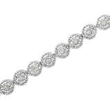 .925 Sterling Silver 1/2 Cttw Miracle Set Round Diamond Bezel Design Link Bracelet (I-J Color, I2-I3 Clarity) - 7.25"