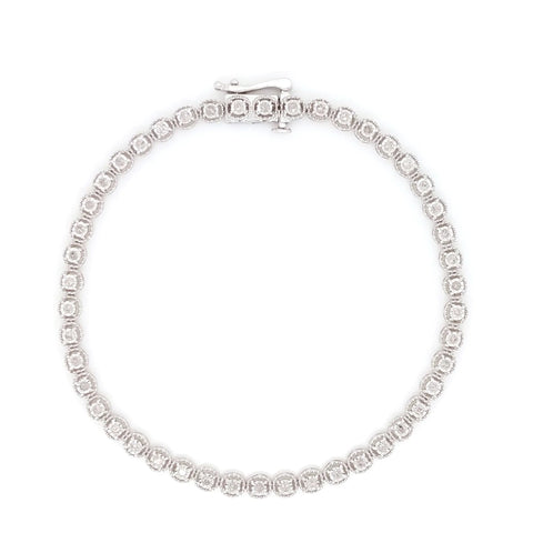 .925 Sterling Silver 1/2 Cttw Miracle-set Round-Cut Diamond Bezel Link Bracelet (I-J Color, I3 Clarity) - 7.25