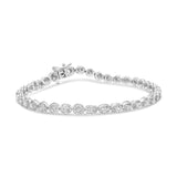 .925 Sterling Silver 1/2 cttw Miracle Set Diamond Milgrain Style Link Bracelet (I-J, I3-Promo) - Size 7.25"