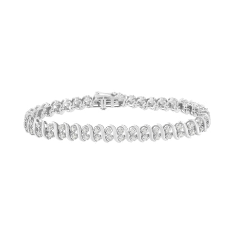 .925 Sterling Silver 1 cttw Double Row Miracle-Set Diamond Tennis Bracelet (I-J Clarity, I3 Color) - Size 7.25