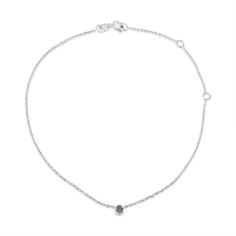 .925 Sterling Silver 1/10 Cttw Bezel Set Diamond Solitaire Strand Bracelet (H-I Color, I1-I2 Clarity) - Fits wrists up to 7