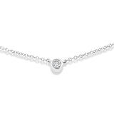 .925 Sterling Silver 1/10 Cttw Bezel Set Diamond Solitaire Strand Bracelet (H-I Color, I1-I2 Clarity) - Fits wrists up to 7" Inches