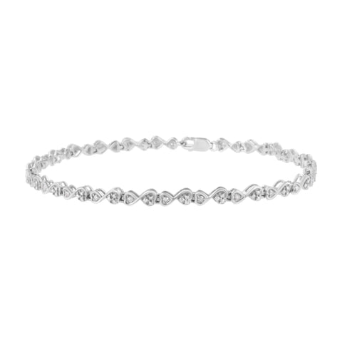 .925 Sterling Silver 1/4 cttw Prong Set Round-Cut Diamond Heart and Infinity Link Bracelet (I-J Color, I2-I3 Clarity) - Size 7.25