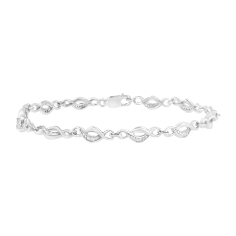 .925 Sterling Silver Prong Set Round-Cut Diamond Accent Infinity Link Bracelet (I-J Color, I2-I3 Clarity) - Size 7.25