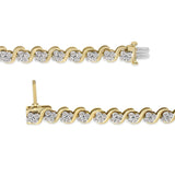 10K Yellow Gold Plated .925 Sterling Silver 1.0 Cttw Diamond "S" Link 7.25" Bracelet (J-K Color, I1-I2 Clarity)