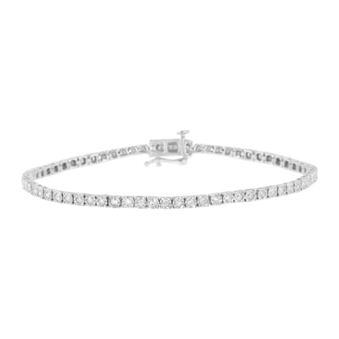 .925 Sterling Silver 1.0 cttw Miracle Set Round-Cut Diamond Tennis Bracelet (I-J Color, I3 Clarity) - 7.25