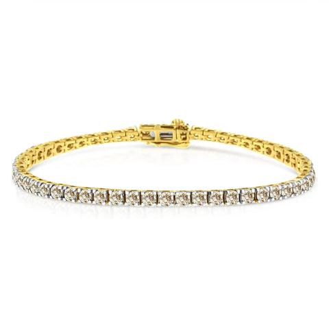 14K Yellow Gold Plated .925 Sterling Silver 5.00 cttw 4-Prong Set Brilliant Round-Cut Diamond Classic Tennis Bracelet (J-K Color, I2-I3 Clarity) - Size 7.25