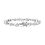 .925 Sterling Silver 1/2 Cttw Diamond Alternating Marquise and Starburst Shaped Link Bracelet (I-J Color, I2-I3 Clarity) - 7.25"